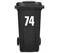 Pack of 4 White Wheelie Bin 74 (17 cm) Waterproof Bin Number Stickers Packwith® #PBN10-74