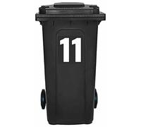 Pack of 4 White Wheelie Bin Number 11 Stickers (17 cm) Dustbin Numbers Stickers Vinyl Labels Packwith® #PBN10-11