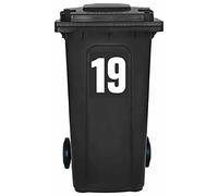Pack of 4 White Wheelie Bin Number 19 Stickers (17 cm) Vinyl Labels Packwith® #PBN10-19