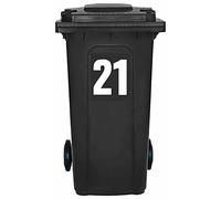 Pack of 4 White Wheelie Bin Number 21 Stickers (17 cm) Vinyl Labels Packwith® #PBN10-21