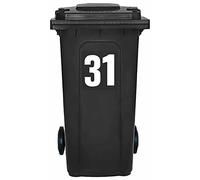 Pack of 4 White Wheelie Bin Number 31 Stickers (17 cm) Vinyl Labels Packwith® #PBN10-31