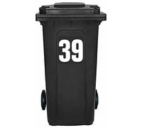 Pack of 4 White Wheelie Bin Number 39 Stickers (17 cm) Vinyl Labels Packwith® #PBN10-39
