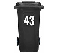 Pack of 4 White Wheelie Bin Number 43 Stickers (17 cm) Vinyl Labels Packwith® #PBN10-43