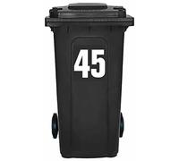 Pack of 4 White Wheelie Bin Number 45 Stickers (17 cm) Vinyl Labels Packwith® #PBN10-45
