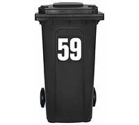 Pack of 4 White Wheelie Bin Number 59 Stickers (17 cm) Vinyl Bin Stickers Packwith® #PBN10-59