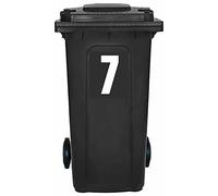 Pack of 4 White Wheelie Bin Number 7 Stickers (17 cm) Dustbin Stickers Vinyl Bin Stikcers Packwith® #PBN10-7