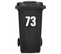 Pack of 4 White Wheelie Bin Number 73 Stickers (17 cm) Vinyl Labels Packwith® #PBN10-73