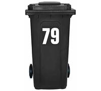 Pack of 4 White Wheelie Bin Number 79 Stickers (17 cm) Vinyl Labels Packwith® #PBN10-79