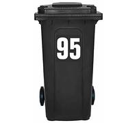 Pack of 4 White Wheelie Bin Number 95 Stickers (17 cm) Vinyl Labels Packwith® #PBN10-95