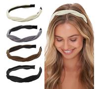 Pack of 4 Women's Girls Braided Knitted Headbands for Women Fashion Non-Slip Headband Solid Colours Hair Accessories