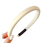 Pack of 4 Women's Satin Hair Bands, Soft Sponge Headband, Padded Headband, Fabric Headband, Thin Headbands, No Teeth, Hair Accessories for Washing, Make-Up, Shower, Skin Care, Beige