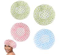 Pack of 4 Women's Shower Caps, Shower Caps, Elastic Waterproof Shower Caps, Women's Reusable Plastic Shower Cap for Girls, Women, Cosmetics, Home, Hotel, Travel