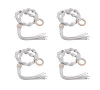 Pack Of 4 Wood Rings Braided Rope Curtain Holders Tiebacks For Home And Office Farmhouses Window Drapery Holdbacks Ties Curtain Organizers