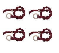 Pack Of 4 Wood Rings Braided Rope Curtain Holders Tiebacks For Home And Office Farmhouses Window Drapery Holdbacks Ties Curtain Organizers