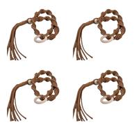 Pack Of 4 Wood Rings Braided Rope Curtain Holders Tiebacks For Home And Office Farmhouses Window Drapery Holdbacks Ties Curtain Organizers