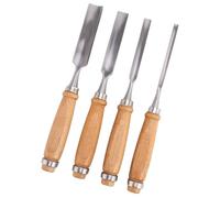 Pack of 4 woodworking carving steel cutters and flat chisel edges for sculpting and shaping ergonomic wood handles