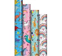 Pack of 4 x 3M kids Cute Character Happy Birthday Wrapping Paper roll -Perfect for Festival, Party, Birthday and Festive Decoration -Ideal for Any Special Occasion