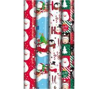 Pack of 4 x 7M Christmas Character Gift Wrapping Paper roll - Perfect for Christmas, Birthday, Festival, Party or Wedding Gift and Festive Decoration