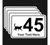 Pack of 4 x Personalised Wheelie Bin Number Stickers 10cmx15cm Self Adhesive Modern Customised with House Number and Street or Road Name Waterproof and Weatherproof Custom Dustbin Sticker (Option 07)