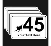 Pack of 4 x Personalised Wheelie Bin Number Stickers 10cmx15cm Self Adhesive Modern Customised with House Number and Street or Road Name Waterproof and Weatherproof Custom Dustbin Sticker (Option 08)