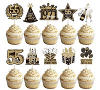 Pack of 40 55th Birthday Cake Decorations Vintage 1971 Cake Decoration Hello Fifty Five Cheers to 55 Cupcake Toppers for 55th Birthday Anniversary Party Cake Decorations