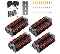 Pack of 40 Black Row Terminals, DIN Rail: DIN Rail Clamps Terminal Block Terminal Block Kit with Digital Marking Strip Rail Screw Fixed Base for Wiring DIY Projects