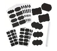 Pack of 40 Chalkboard Labels with Chalk Pen Reusable Wipe Clean Self Adhesive Jam Jar Labels
