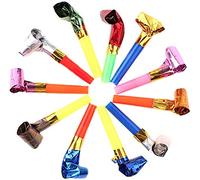 Pack of 40 Colorful Party Blowers Whistles Toys with Paper blowout and Safe plastic Mouthpiece for Children Birthday, Christmas & Halloween Parties Noisemakers - Assorted Color