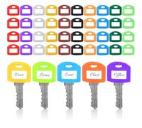 Pack of 40 Coloured Key Caps Silicone Key Covers with 40 Labels for Key Marking Flexible Non-Slip Suitable for Home, Office and Garage