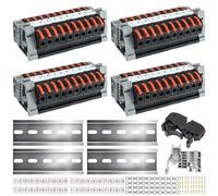 Pack of 40 DIN Rail Terminals, DIN Rail, Terminal Block Kit with Digital Marking Strips, Rail Screw Fixed Base Electrical Connection Blocks 0.08-4 mm² for Fixed Cables