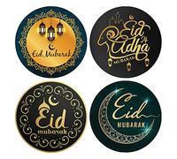 Pack of 40 Eid Mubarak Stickers (30 mm) Ramadan Islamic Vinyl Stickers for Eid Party, Envelopes, Treat Bags, Decoration and More Packwith® #S5001