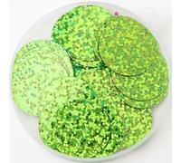 Pack of 40 Large Round Flat Hologram Laser Sequins 30mm Multicolor for DIY Sewing Craft(Laser Light Green)