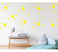 Pack of 40 MIXED size STARS, 1.5, 2 and 4 inch star SHAPES wall art sticker decal, confetti stars, for baby boys, girls nursery, beauty salon, YELLOW