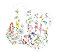 Pack of 40 Napkins Flowers Spring Napkins Summer Flower Meadow Butterfly Napkins Floral Pattern for Spring Birthday Party Wedding Celebrations