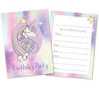 (Pack of 40) Purple Unicorn Childrens Birthday Party Invitations - Double Sided (NO ENVELOPES)