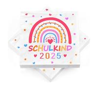 Pack of 40 Rainbow Napkins School Decoration, School Napkins 33 x 33 cm Decorative School Child 2025 Girls Boys, Girls Rainbow Table Decoration Party Accessories (A)