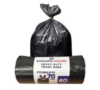 Pack of 40 Refuse Sacks - 70L Heavy Duty Black Bags | Strong & Secure | Garden Waste, Household, Office, Kitchen & Caterers - Everyday Bin Bags, Bin Liners, Flat Top, Recycled, Tear Resistant