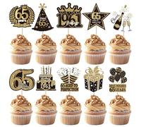 Pack of 40 Vintage 1961 Cake Decorations 65th Birthday Cake Decoration Hello Sixty Five Cheers on 65 Years Cupcake Toppers for 65th Birthday Anniversary Party Cake Decorations