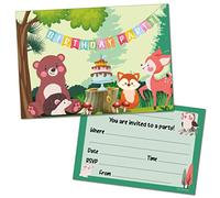 (Pack of 40) Woodland Animals Childrens Birthday Party Invitations - Double Sided (NO ENVELOPES)