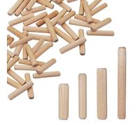 (Pack of 400 pcs) Wooden Dowels 6 x 40 mm, Solid Birch Wood Grooved Plugs, Chamfered Pins For Furniture (400, 6 x 40 mm)