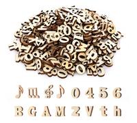 Pack of 400 Uppercase and Lowercase Wooden Letters Small Wooden Numbers Small Wooden Music Notes Letters Wooden Letters for Crafts for Teaching Music Counting DIY Decoration