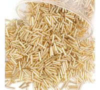 Pack of 4000 Tube Beads, 7 x 2 mm Beads for Bracelets, Tube Beads, Straight Tube Beads, Bugle Beads, Small Glass Beads, Craft Beads for DIY Necklace, Earrings, Crafts, Gold