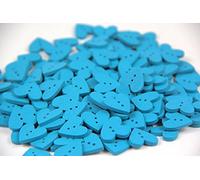 Pack of 40pcs Heart Shaped Painted 2 Hole Blue Wooden Buttons(20MM) Package for Sewing Scrapbooking.