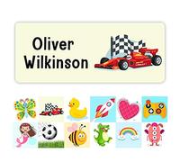 Pack of 42 Car Kids Name Stickers Self Adhesive (55 x 22 mm) Waterproof Personalised Name Stickers for Water Bottles School Stickers Limited