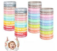 Pack of 46 Children's Motivational Bracelets, 20 cm Silicone Bracelet in German with Positive Sayings, Courage, Silicone Bracelets Souvenir Children's Birthday, Courage Gift for Teenagers Colleagues