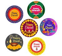 Pack of 48 Diwali Decoration Stickers Diwali Card Stickers (45mm) Round Labels for Sweet Box and Gift Bag Papa Prints®