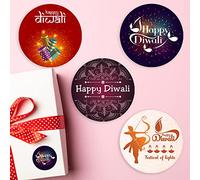 Pack of 48 Diwali Stickers Diwali Decorations Stickers (45mm) Round Labels for Party Bags and Diwali Gifts Papa Prints