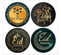 Pack of 48 Eid Mubarak Stickers (45 mm) Ramadan Paper Stickers for Eid Party, Envelopes, Treat Bags, Decoration and More Packwith®