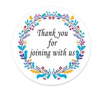 Pack of 48 Floral Thanks for Coming to My Party Stickers (45 mm) Round Paper Thank You for Coming to My Party Stickers for Gifts, Sweet Cones, Cake Boxes Papa Prints®