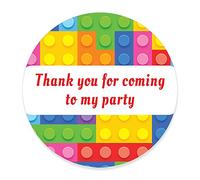 Pack of 48 Lego Bricks Thanks for Coming to My Party Stickers (45 mm) Round Paper Thank You for Coming to My Party Stickers for Gifts, Sweet Cones, Cake Boxes Papa Prints®